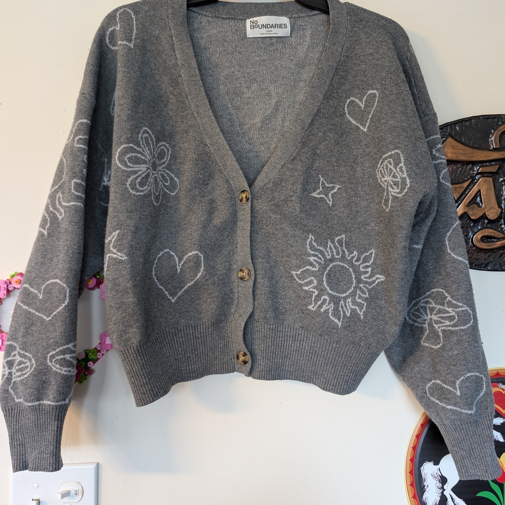 Fun Print Sweater (Mushroom, Heart, Flower, Sun, Etc)